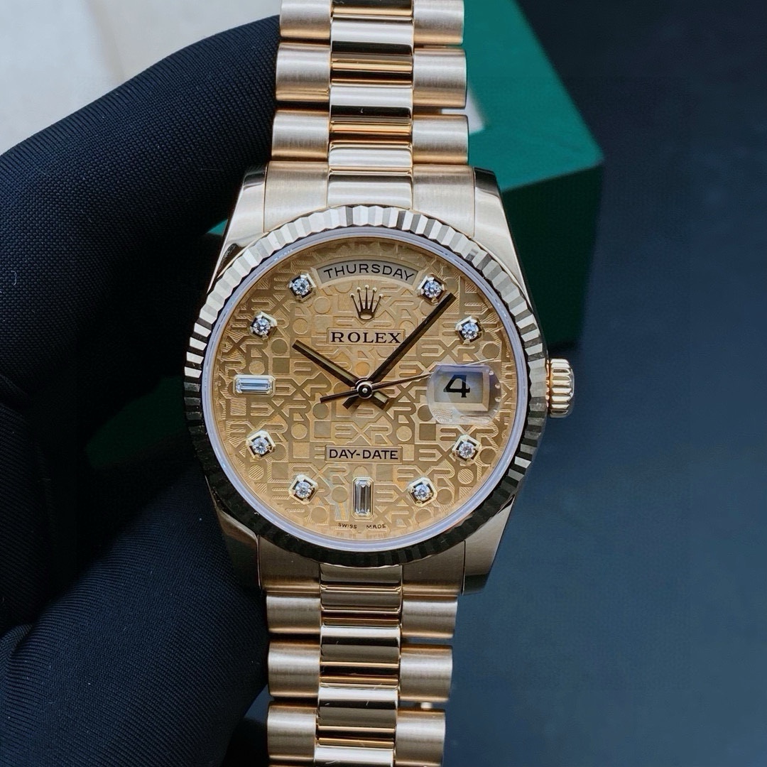 99新 Rolex/劳力士 星期日历118238男表/自动机械/表径36/18k金