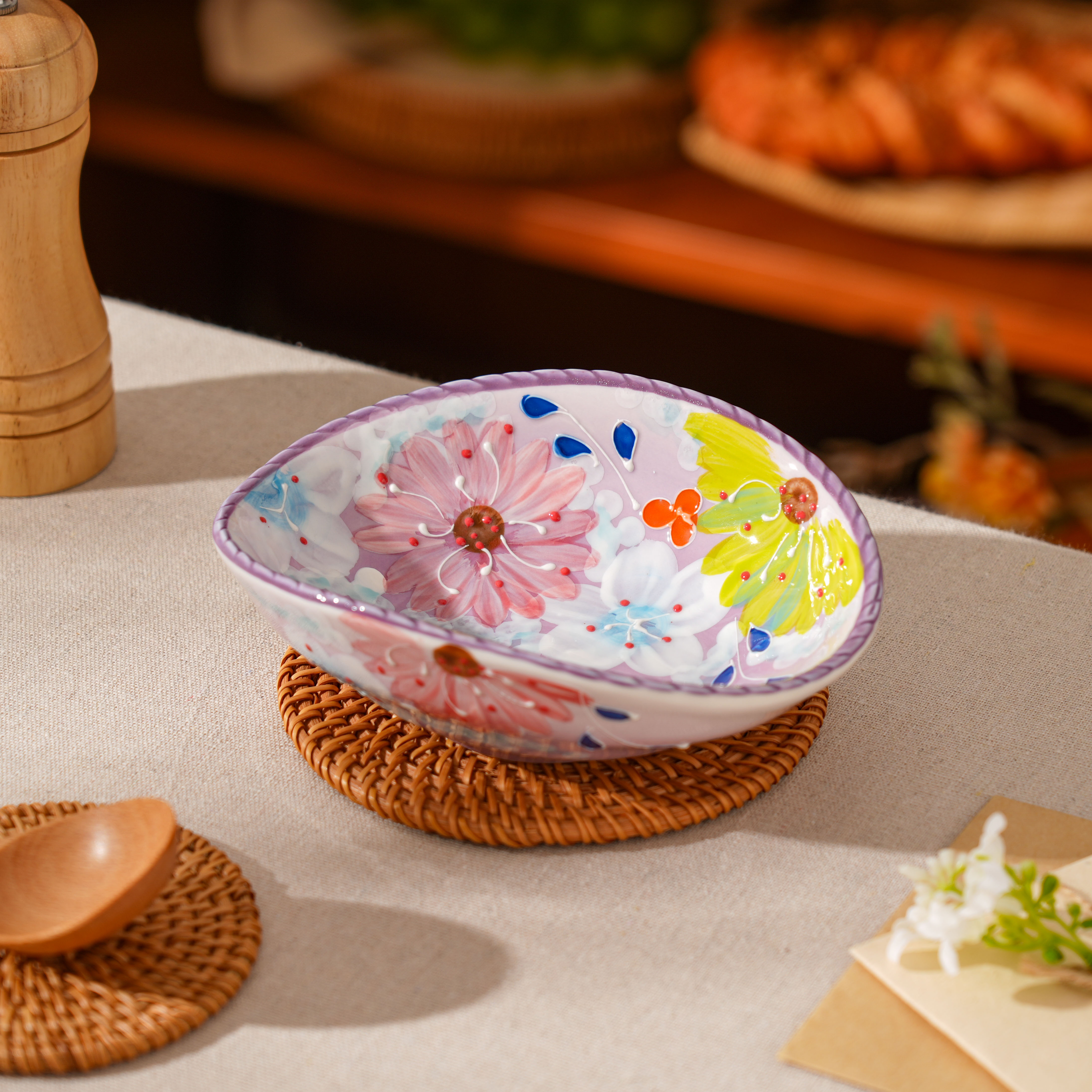  【SILESIA/出口原单】手绘濑户烧-6英寸元宝碟（紫）