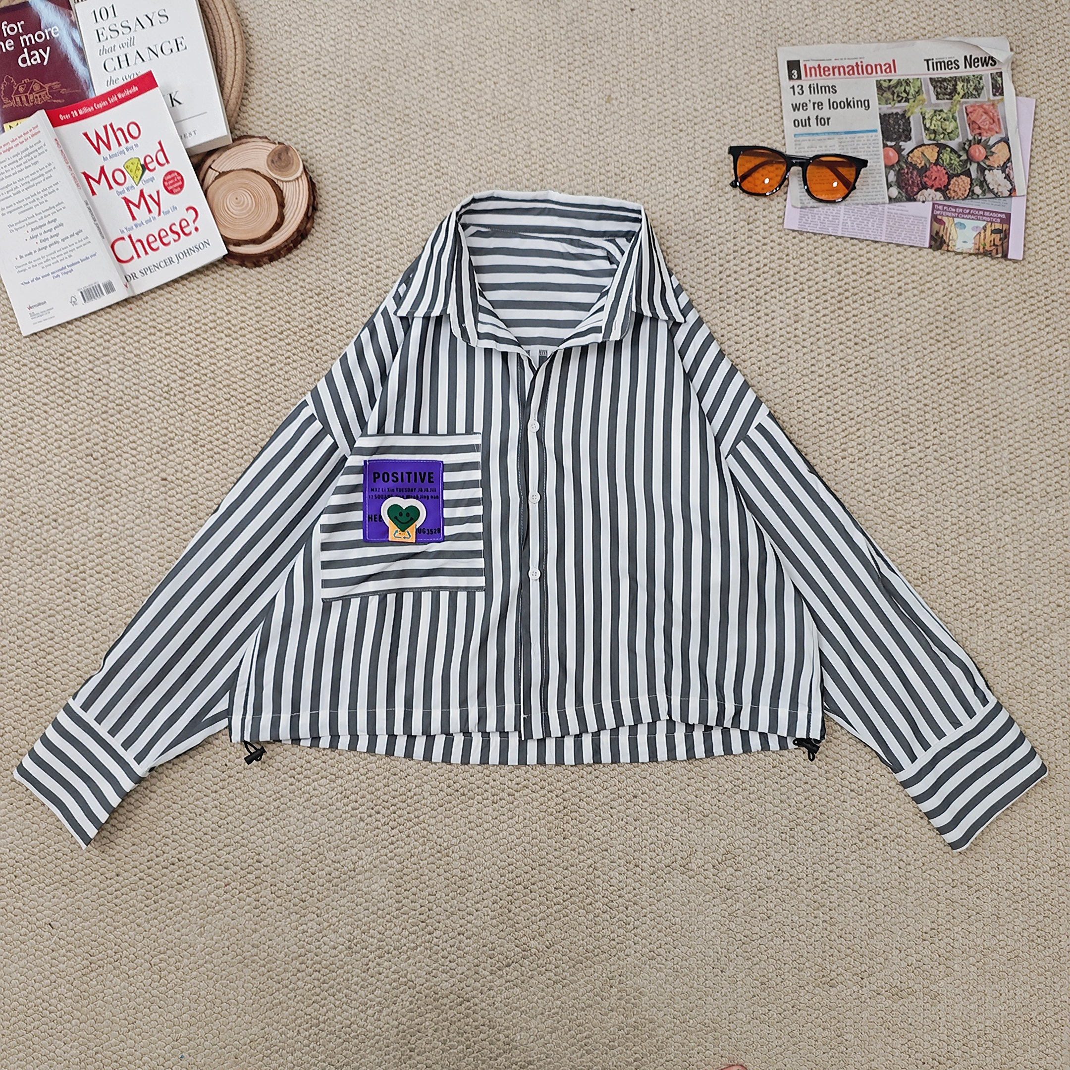 2025夏季新款休闲百搭条纹刺绣长袖衬衫外套3012