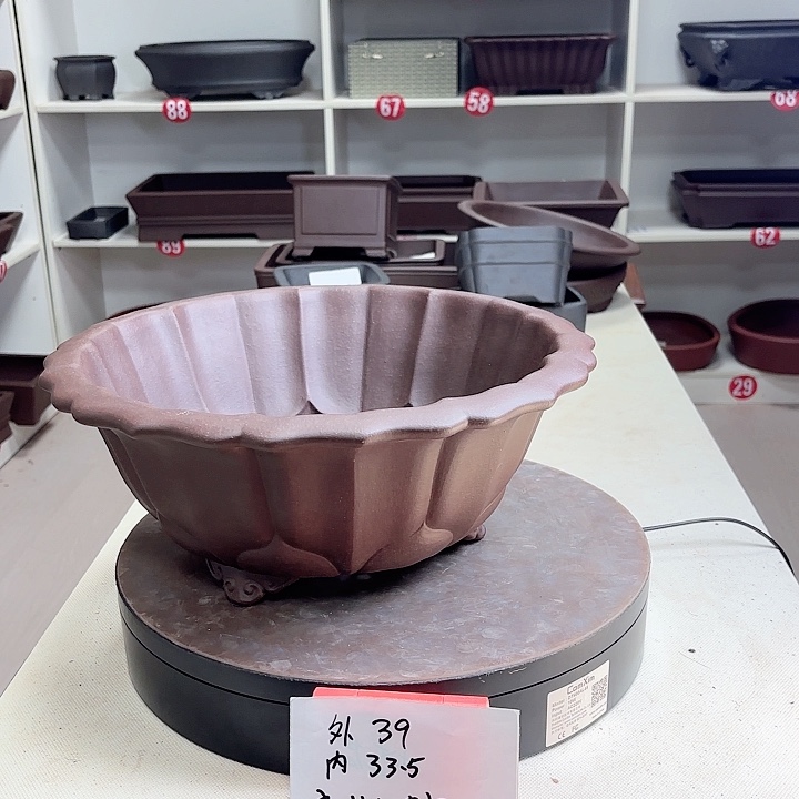 紫砂花盆连花大号