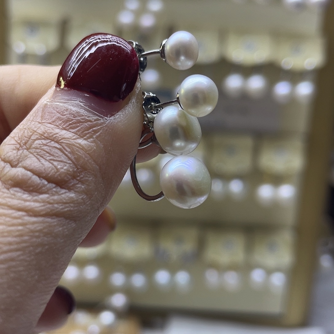 耳饰淡水珍珠银S925镶嵌