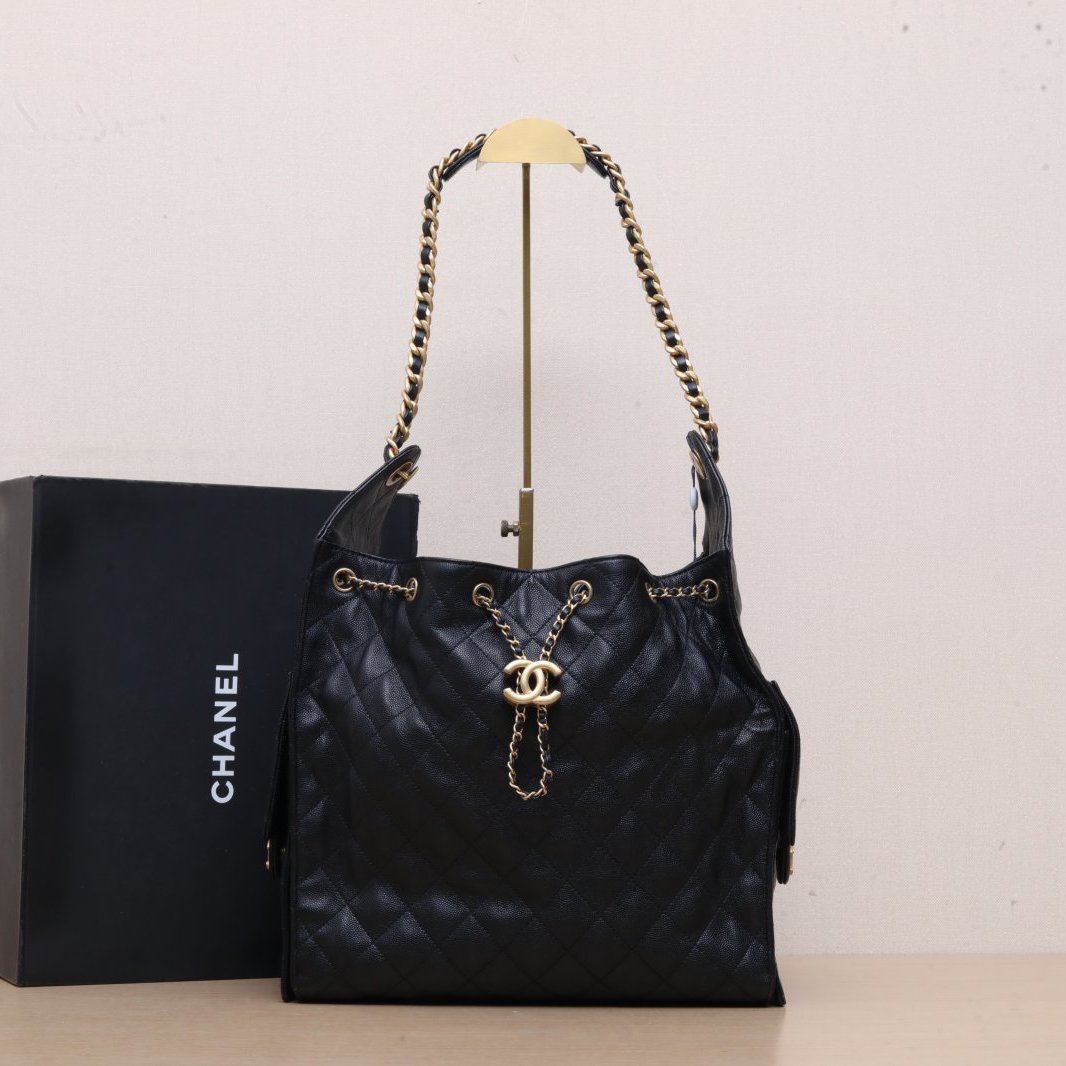 95新 Chanel/香奈儿 【黑黑】25BAG 腋下单肩包 中号 芯片开