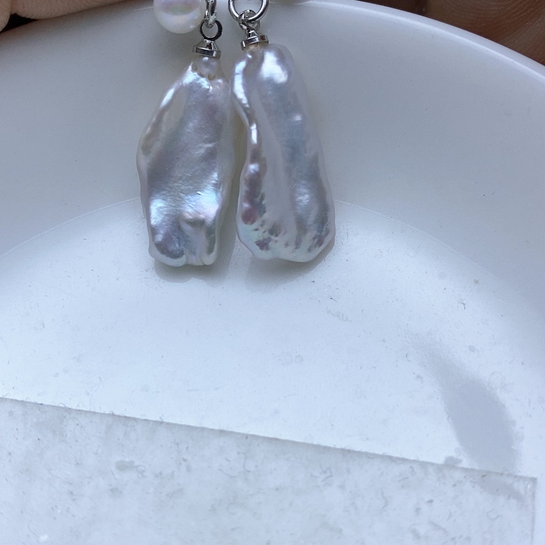 淡水珍珠耳钉合金辰*