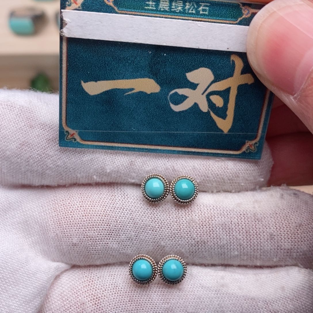 绿松石挂件银S925镶嵌
