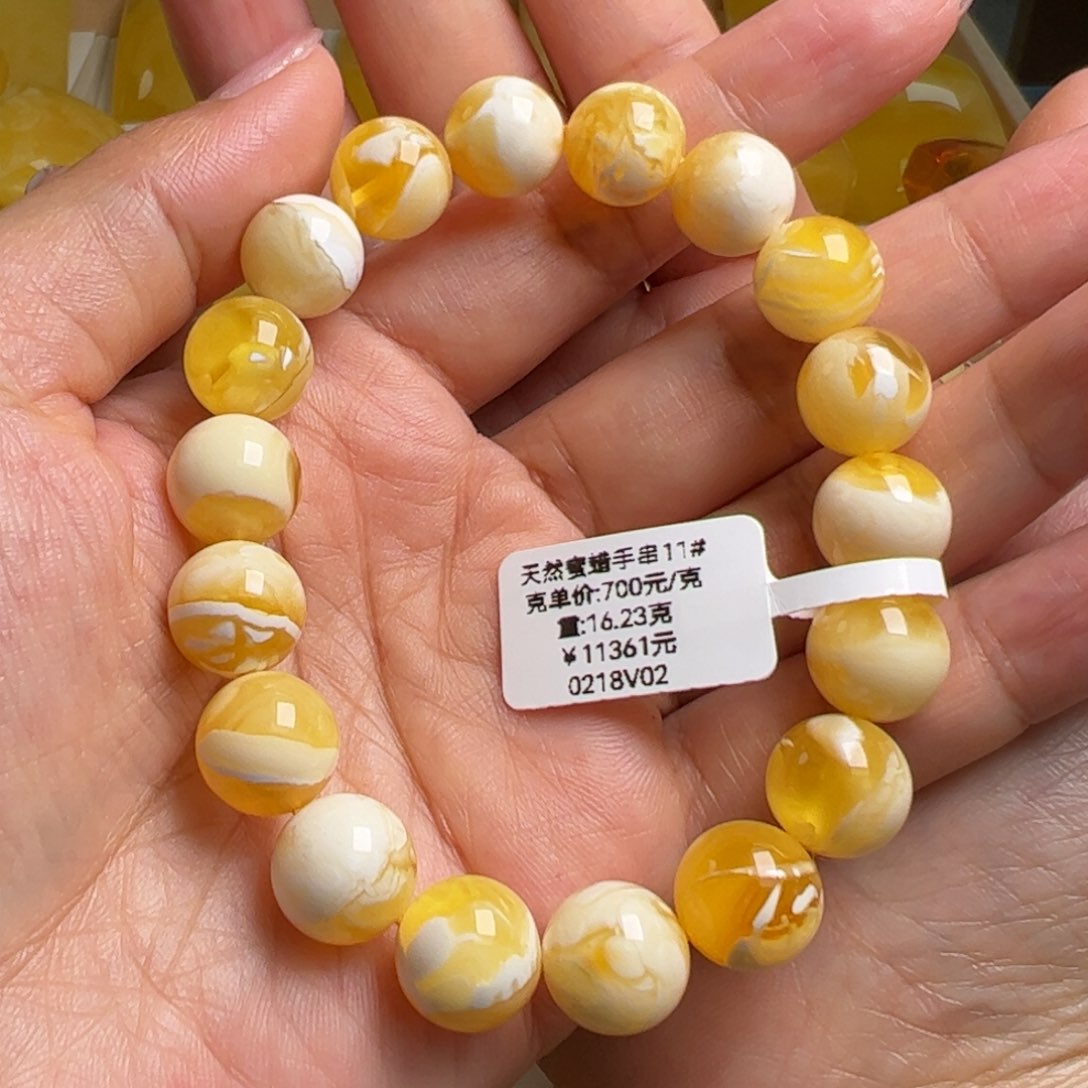 蜜蜡手串未镶嵌无优化