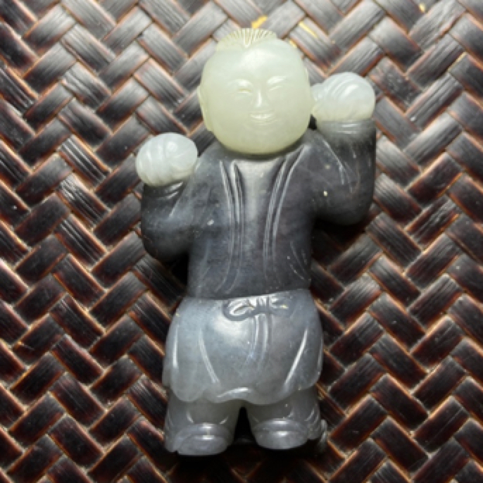 和田玉青花《助威加油》童子