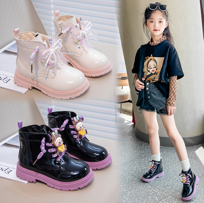 女童靴子2025新款秋冬儿童短靴加绒马丁靴宝宝时尚百搭单靴卡通软
