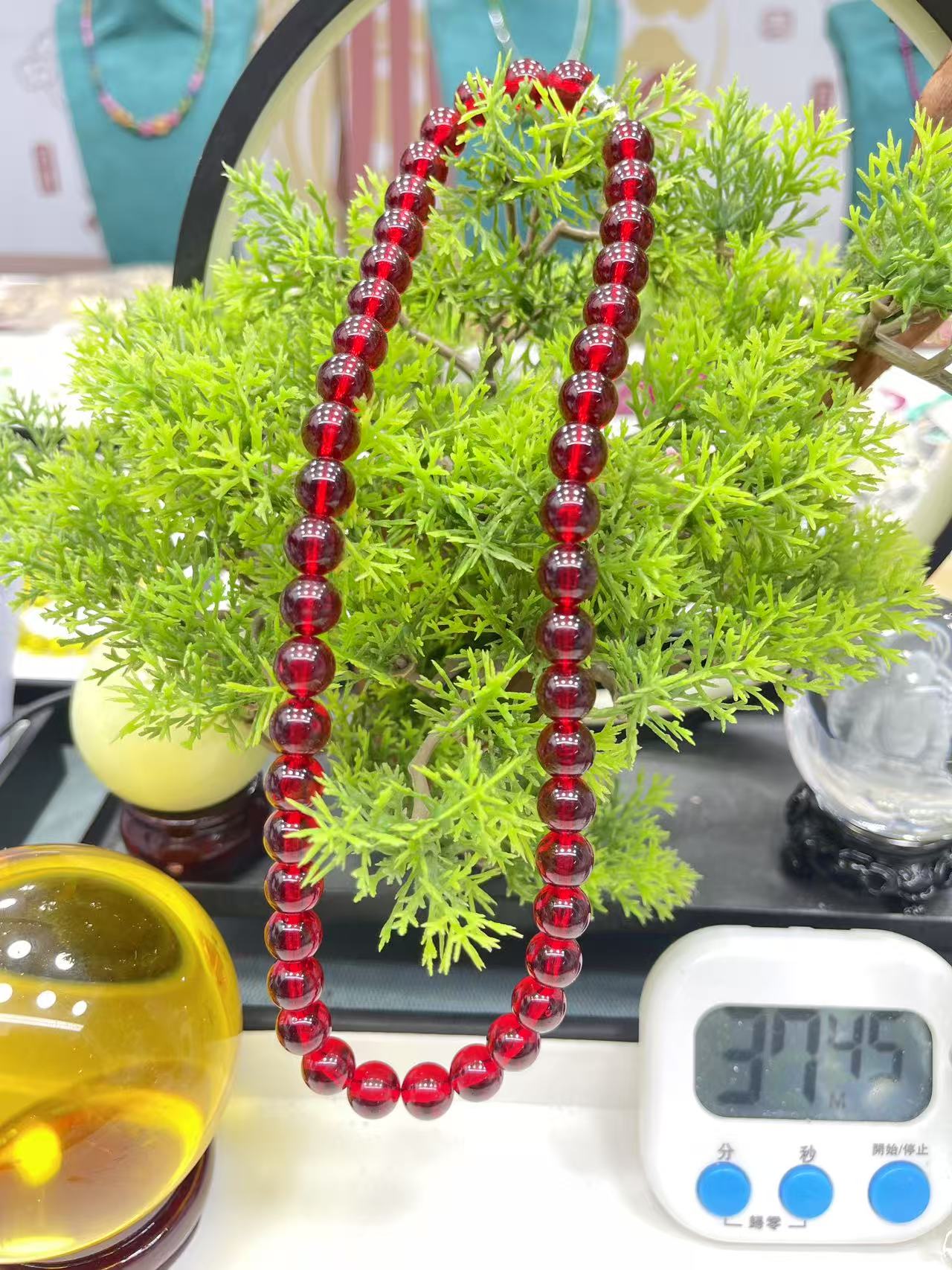 Z016  琥珀血珀10mm项链妈妈链时尚