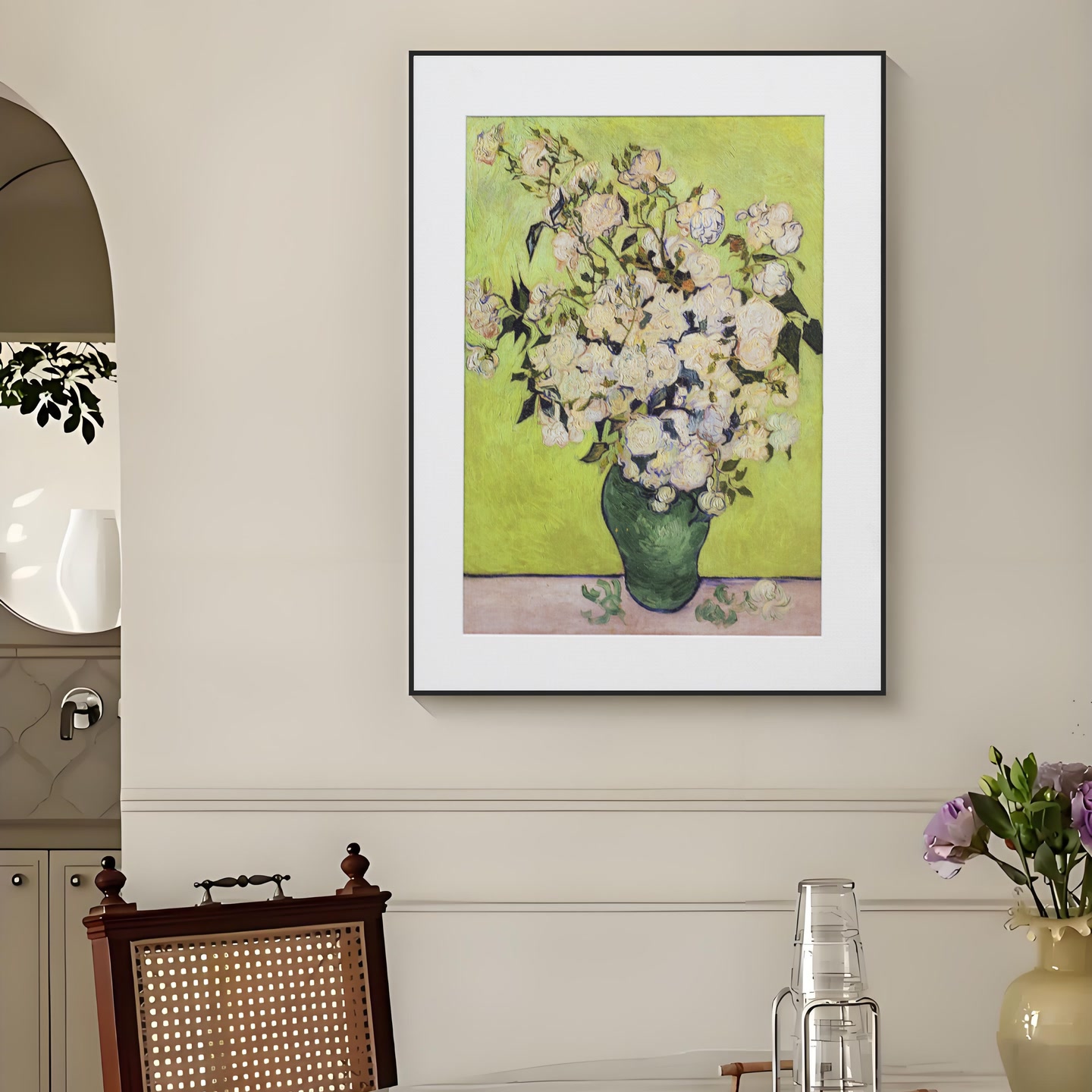 北欧小清新餐厅卧室床头风景挂画小众艺术客厅摆画sy046花4050