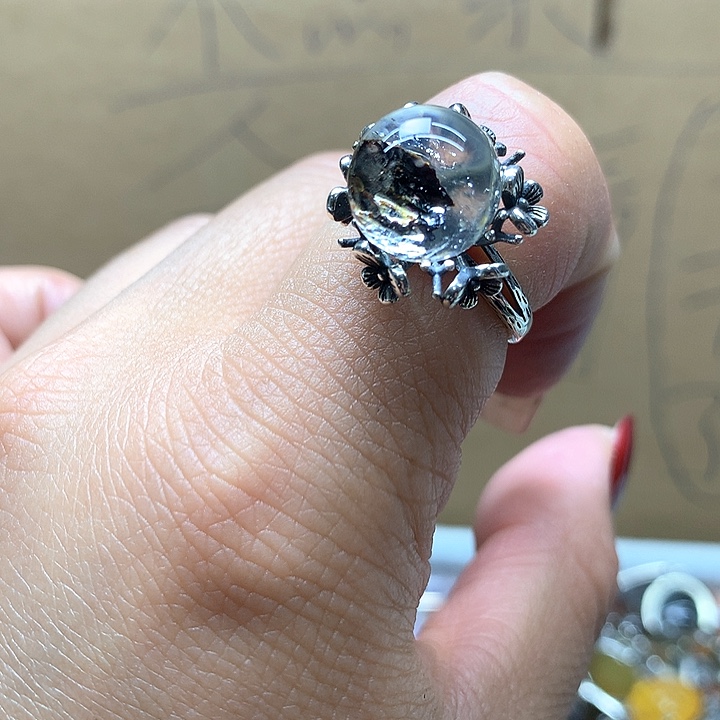 水晶水晶戒指银S925镶嵌