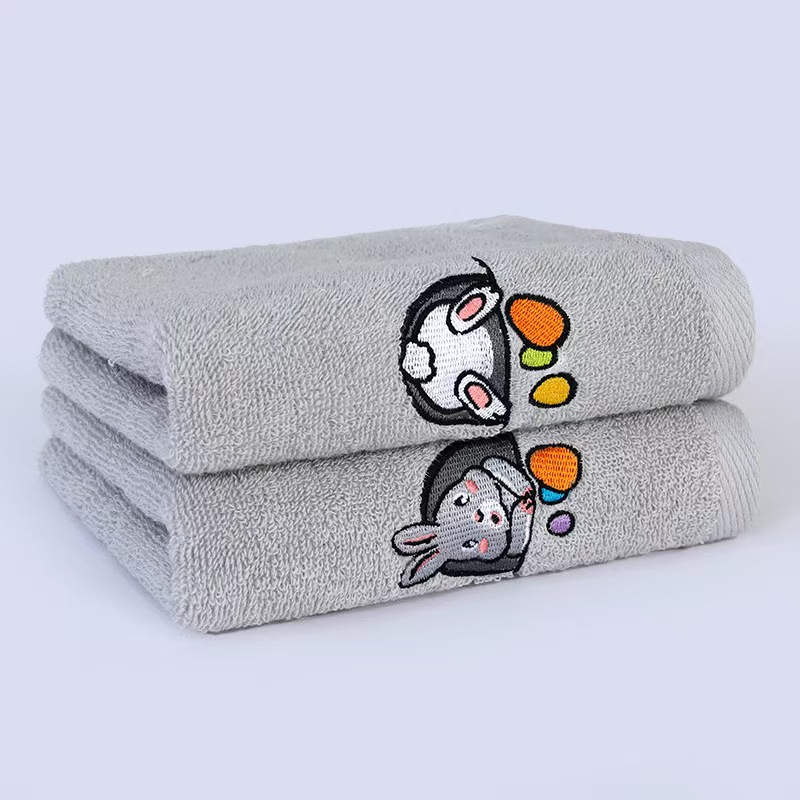 全棉加厚吸水可刺绣毛巾家用成人超柔洗脸面巾绣花可爱