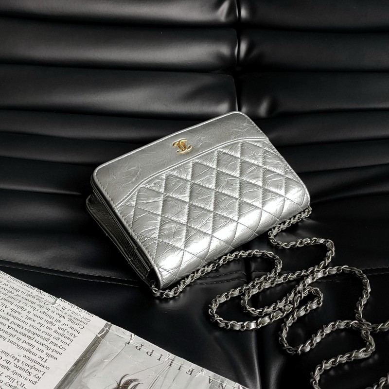 95新 Chanel/香奈儿 【24期免息】银牛金扣流浪woc链条斜挎包52245