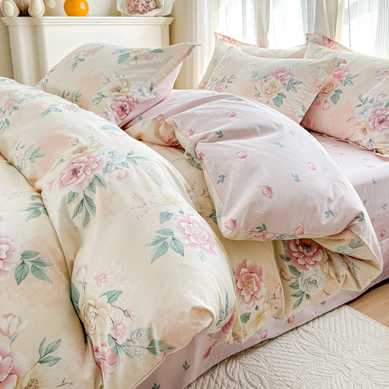 单被套超厚全棉淑女法式床品四套件韩版印花小清新被罩床单床笠