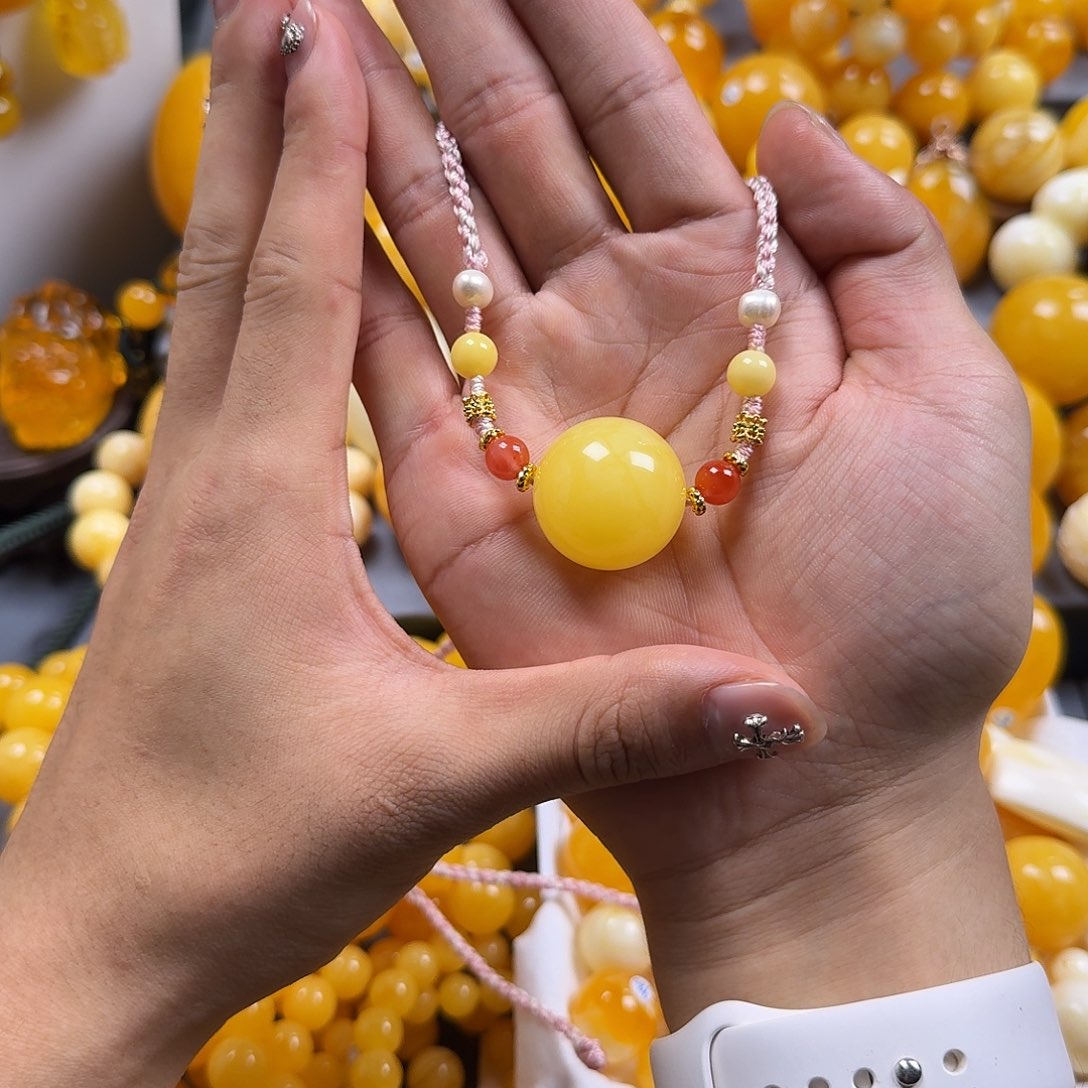 琥珀珠宝奇石未镶嵌锁骨24mm