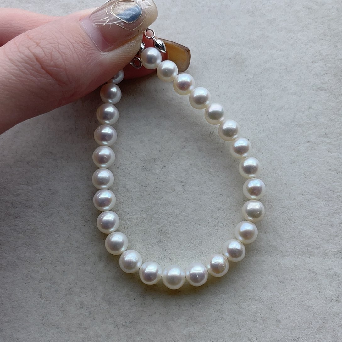 银S925镶嵌手链62淡水珍珠