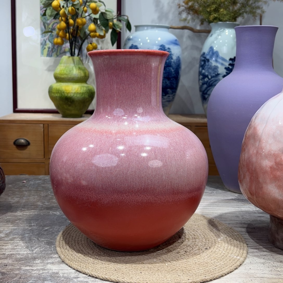 摆件陶瓷花瓶高30口12