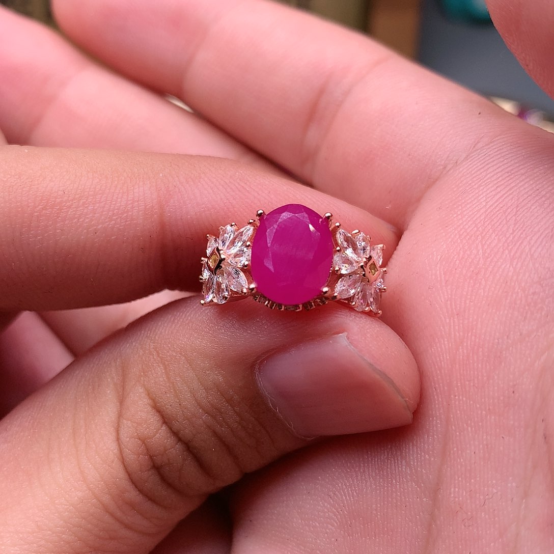 红宝石戒指银S925镶嵌