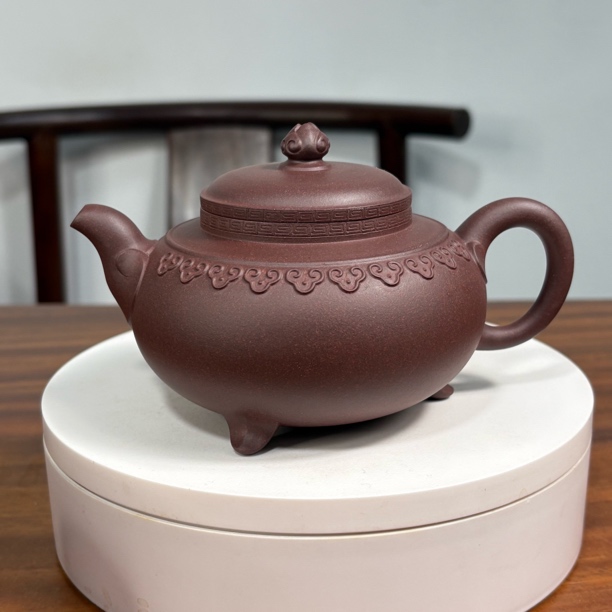 全手工云肩如意壶 约320毫升稀有红砂紫泥 法群荣制 实价