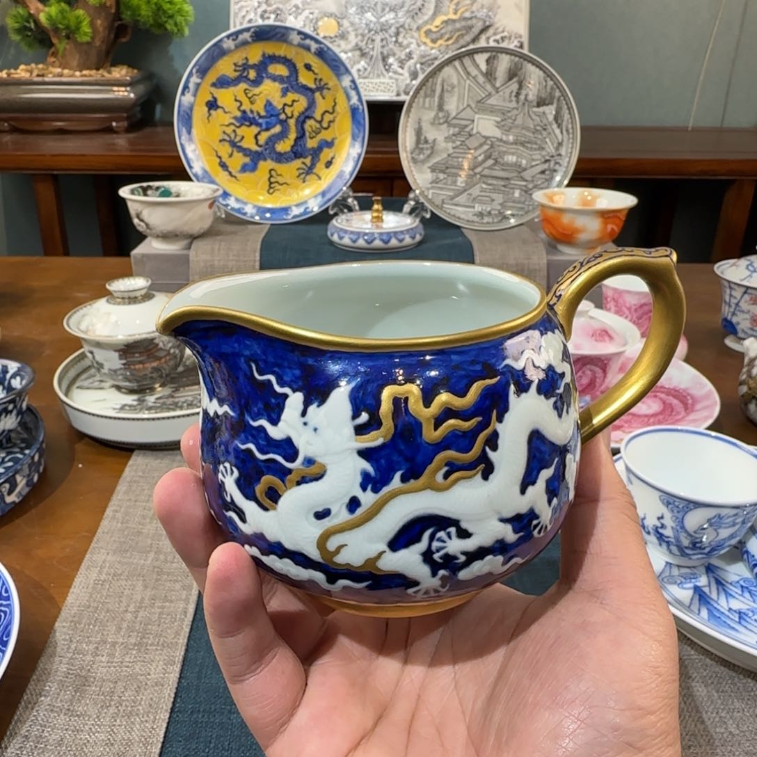 包金雕刻龙凤公道杯