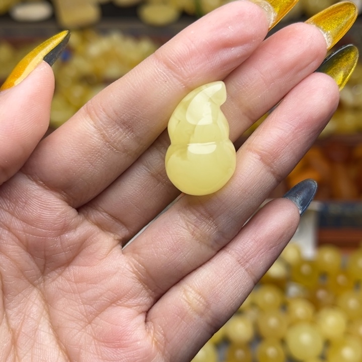 蜜蜡未镶嵌珠宝奇石195-天然蜜蜡原矿新蜡葫芦吊坠