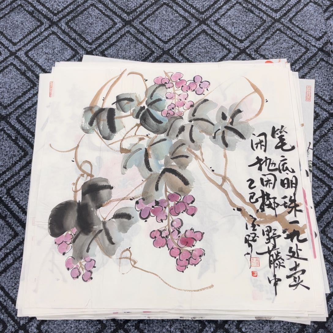 国画三尺斗方花鸟