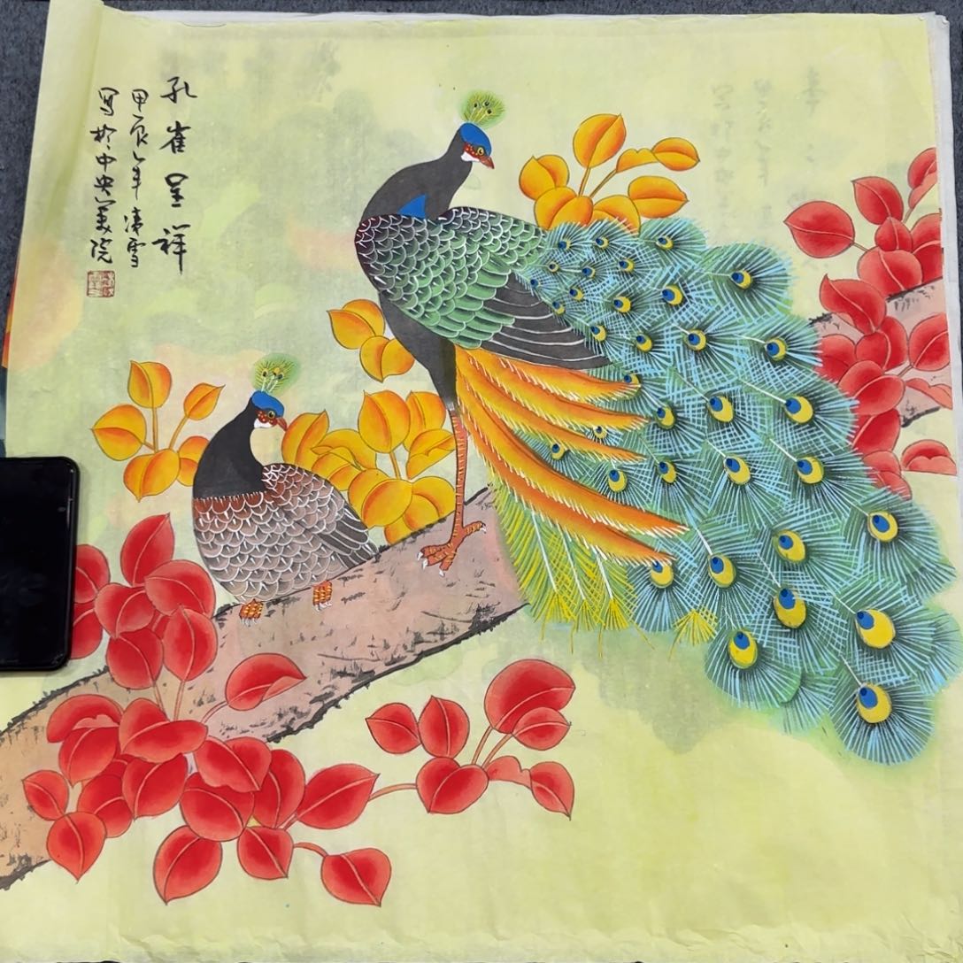 国画尺寸70X70手绘作品 