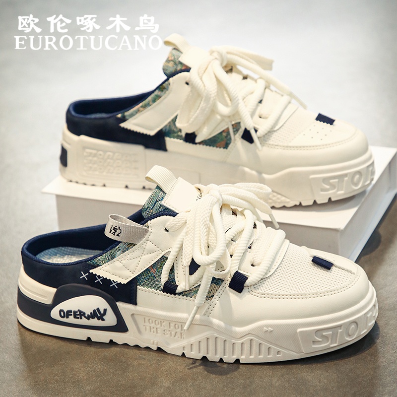 欧伦啄木鸟EUROTUCANO男鞋夏季厚底鞋子男款外穿透气包头半拖潮鞋
