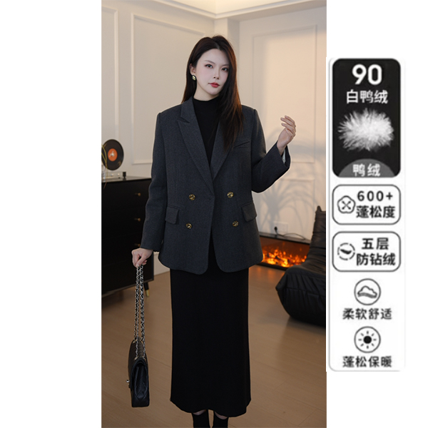 【张不晚专属】2025冬款羽绒服西装外套女韩系显瘦西服气质百搭上衣