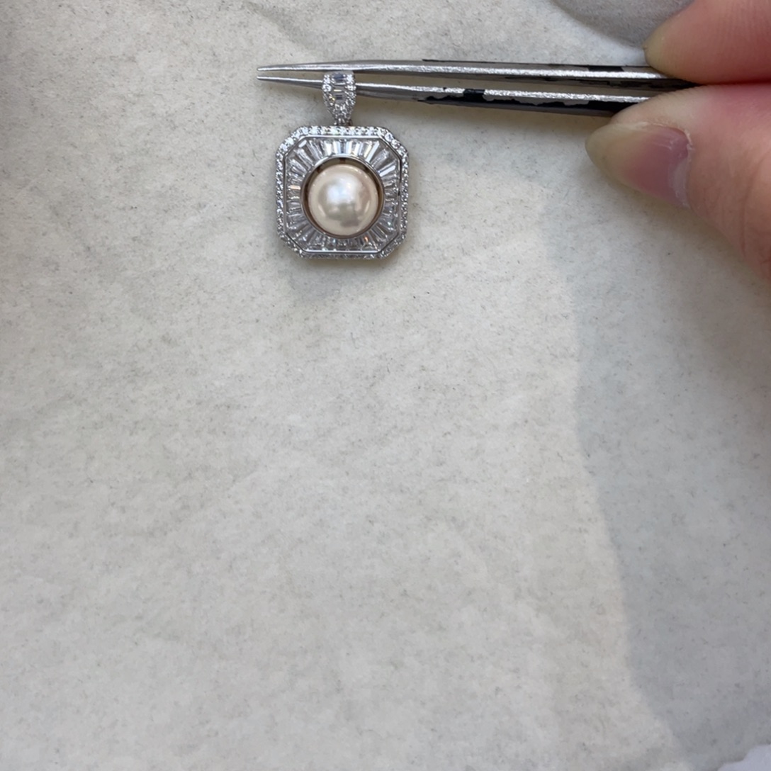 海水珍珠吊坠(不含链)银S925镶嵌