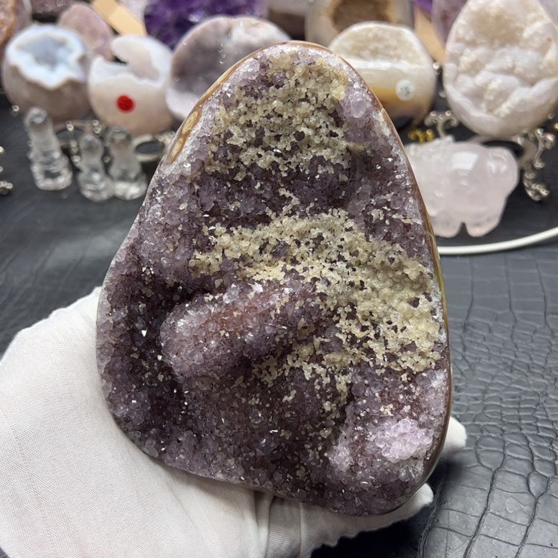 珠宝半成品未镶嵌水晶粉紫晶花方解晶镇33