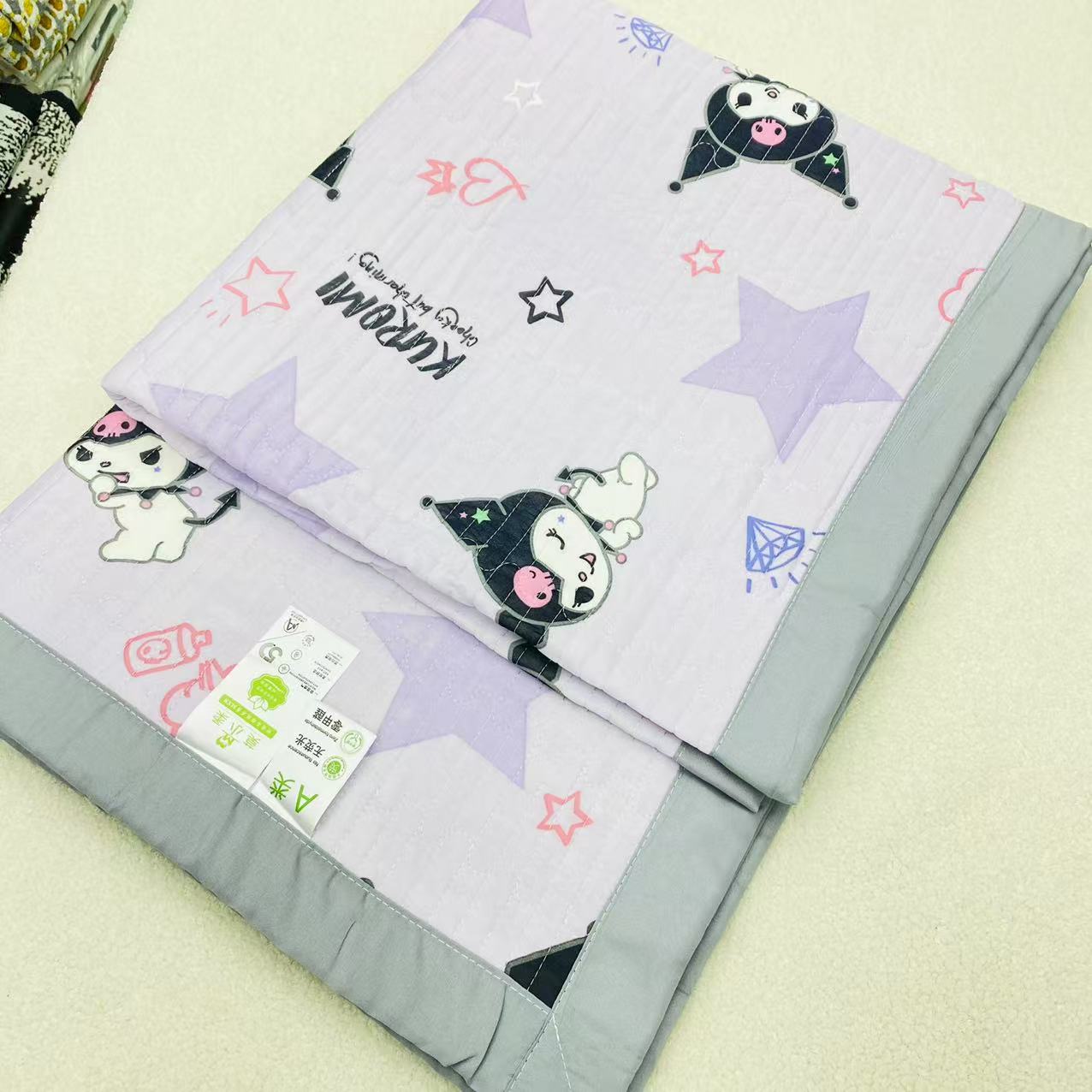 凉感【包边床盖】<库洛米-紫>90X220cm<±5cm>绗缝多功能印花透气