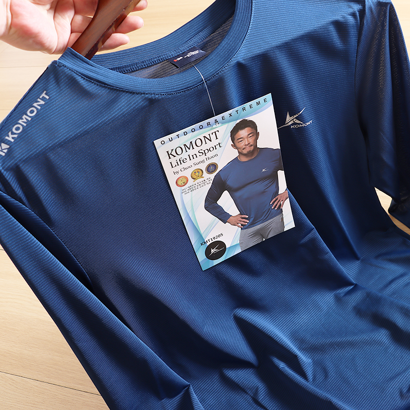韩国外贸原单！运动科技四面高弹男士薄款速干防晒跑步长袖T恤潮