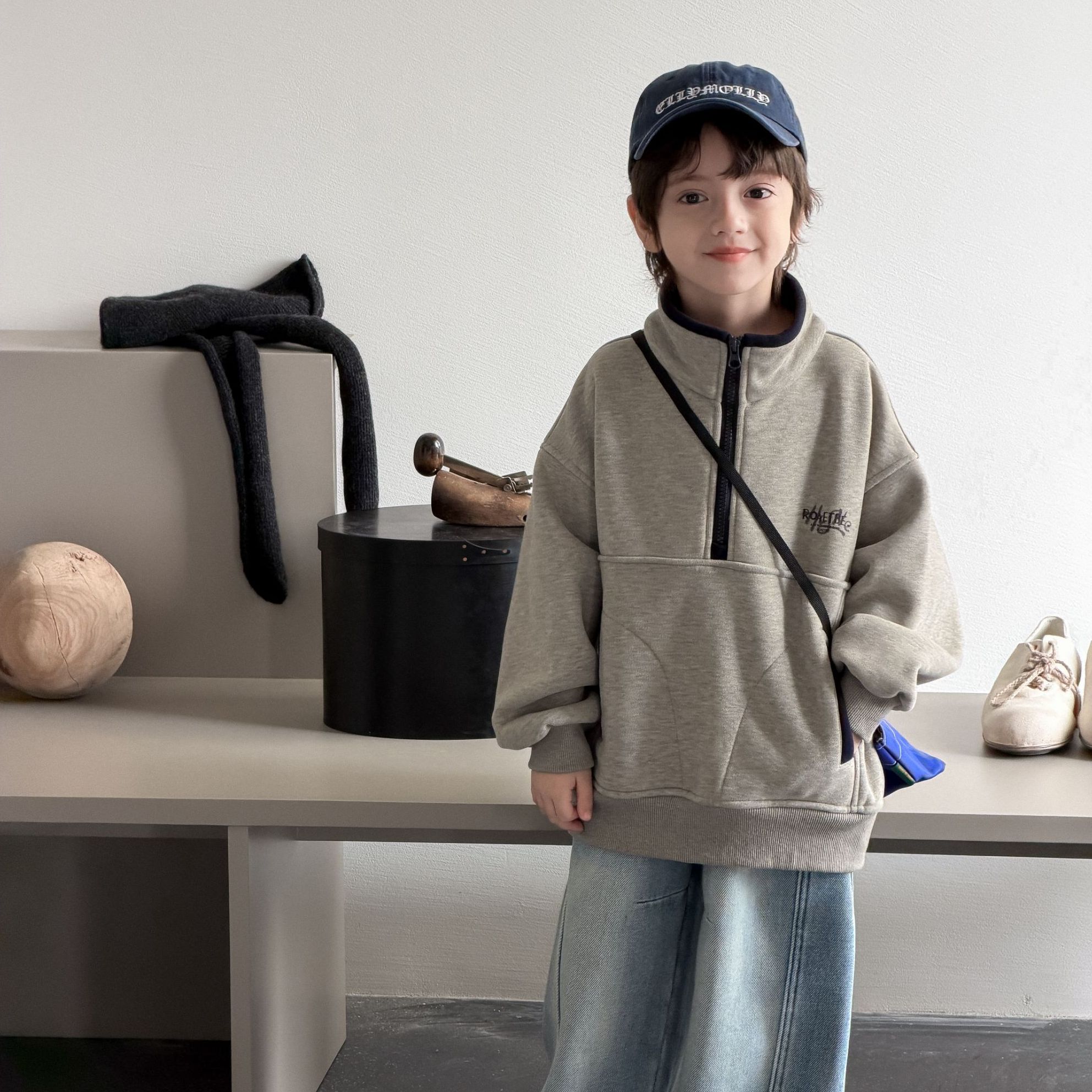 甜妈家童装 儿童洋气韩版冬季新款加绒卫衣男女童休闲加厚上衣