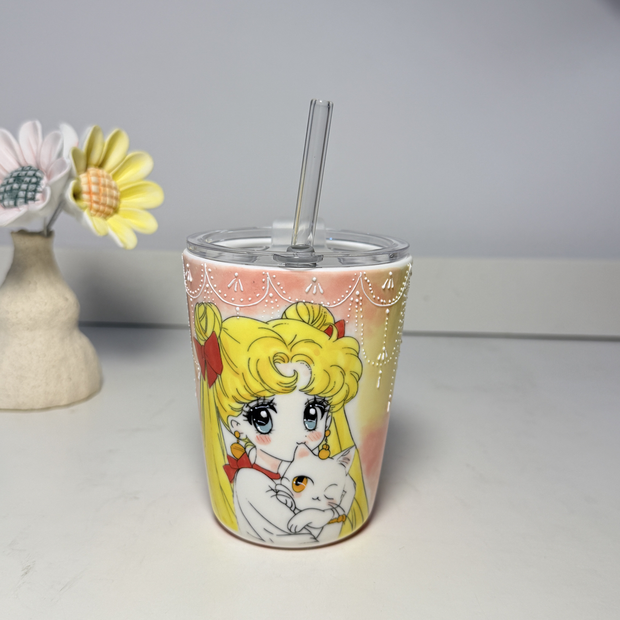 景德镇手绘美少女战士玉泥款随行杯
