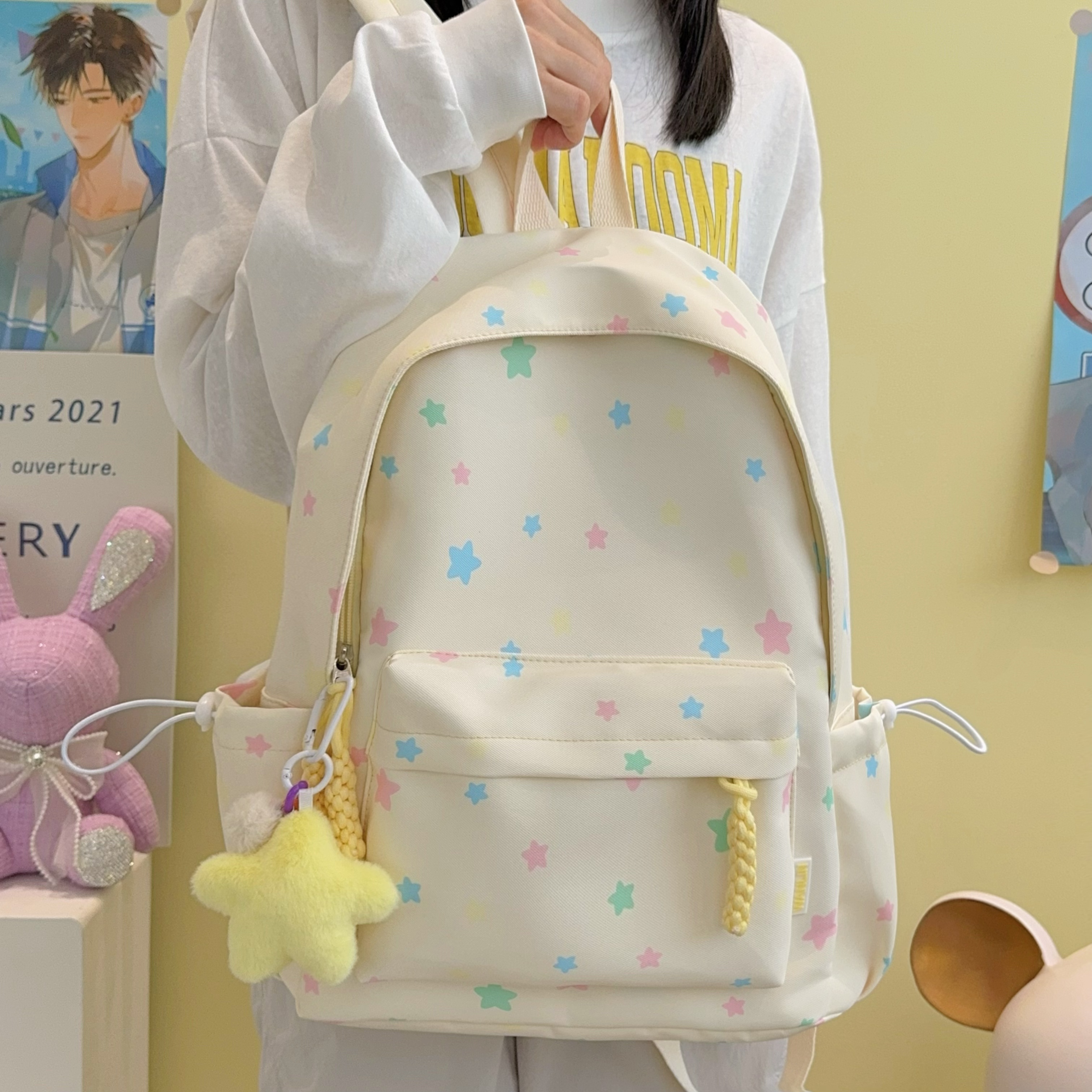 高颜值小清新星星书包韩版日系ins风小众轻便简约少女双肩包