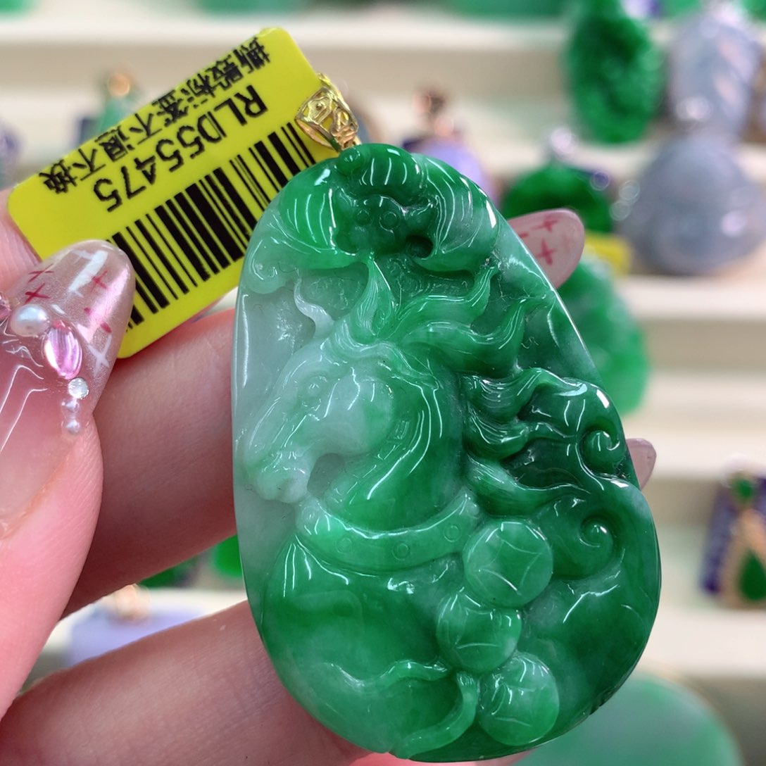 翡翠18K金镶嵌吊坠(不含链)