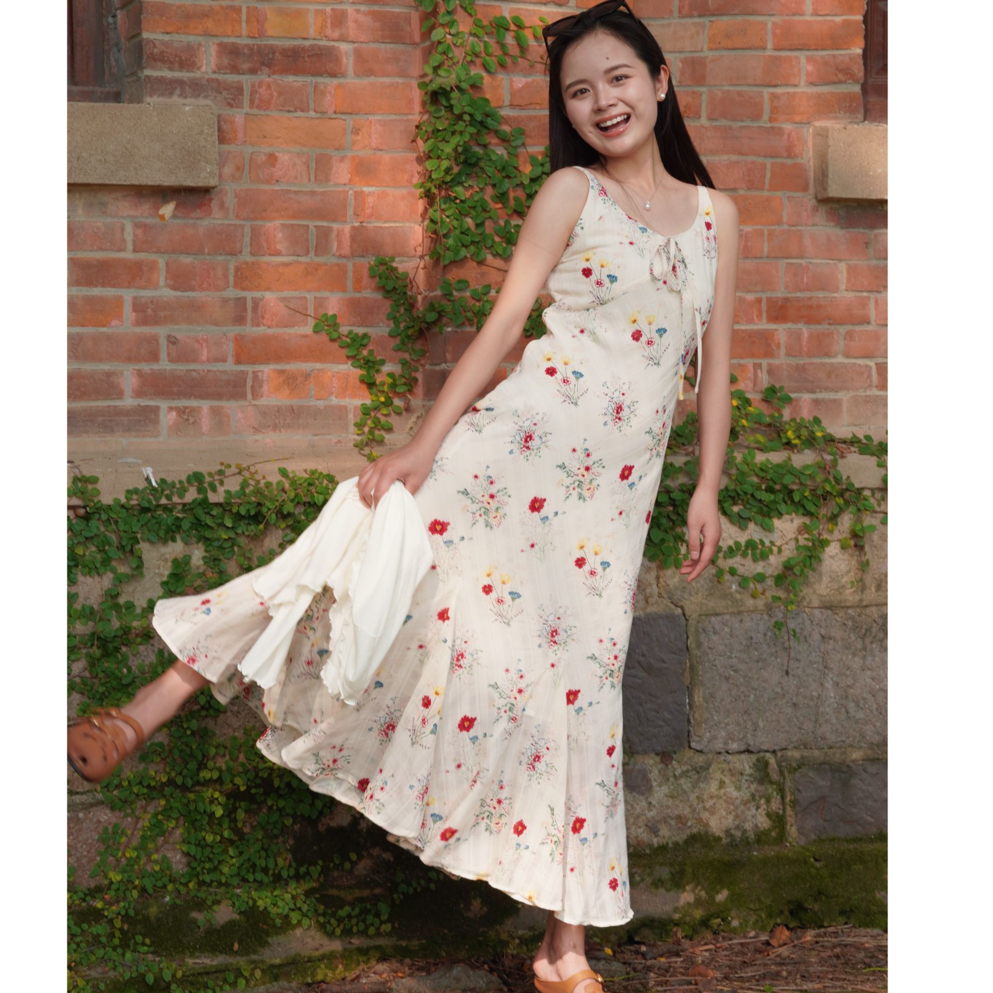 【原歌】//步步生花 夏季温柔气质碎花优雅连衣裙女YG26131