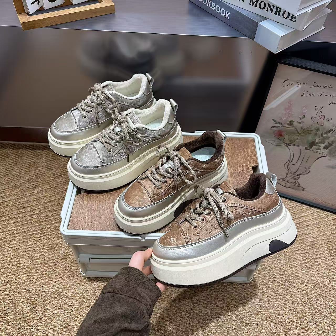 【复古甜心】加绒小白鞋女鞋2025秋冬爆款板鞋女百搭小白鞋K08-M