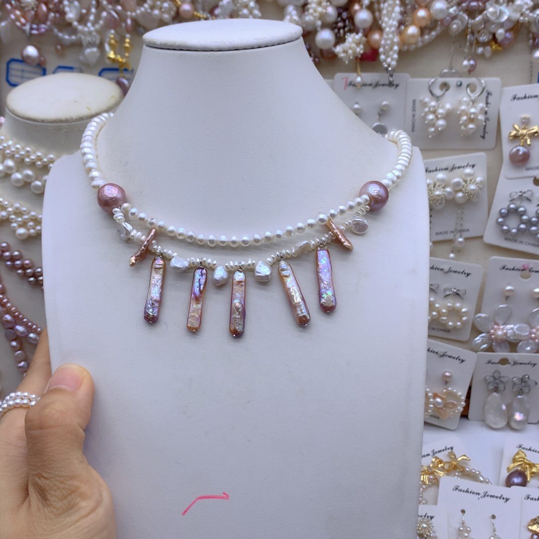 若***见合金淡水珍珠耳饰项链