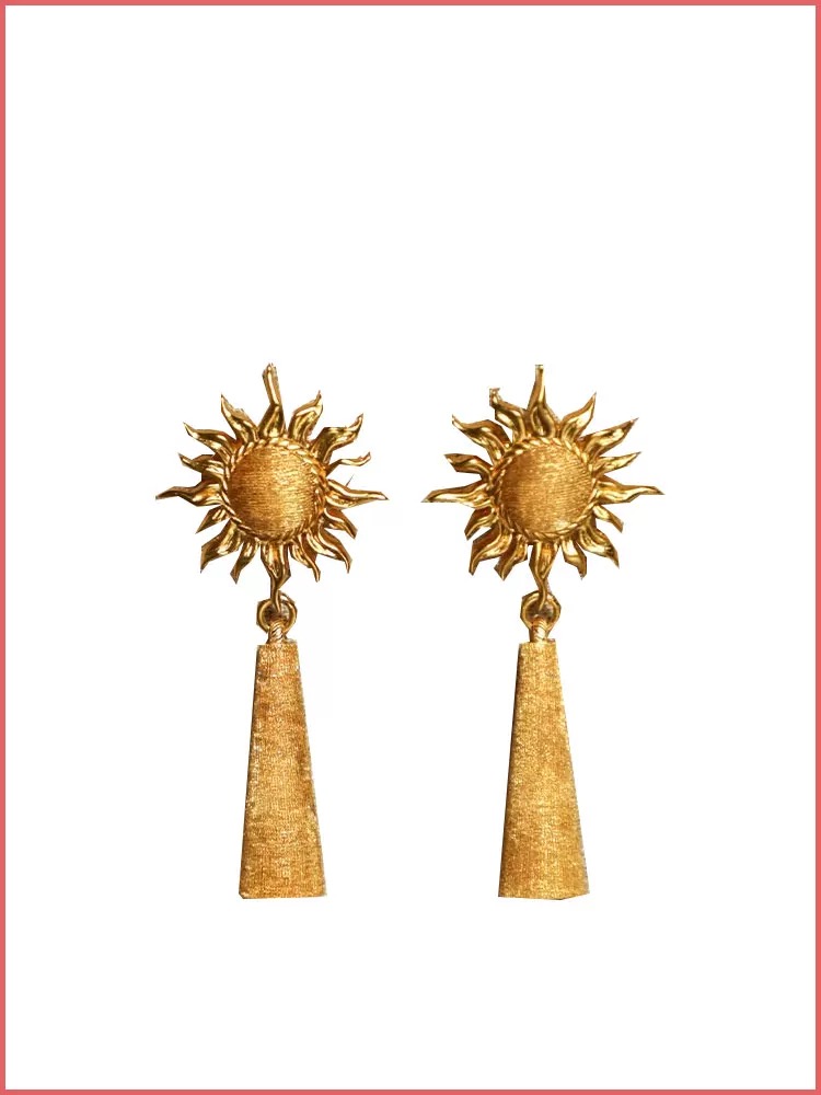 铜合金耳饰 时尚旭日流苏耳环2025春夏新款爆款高级感轻奢拉丝
