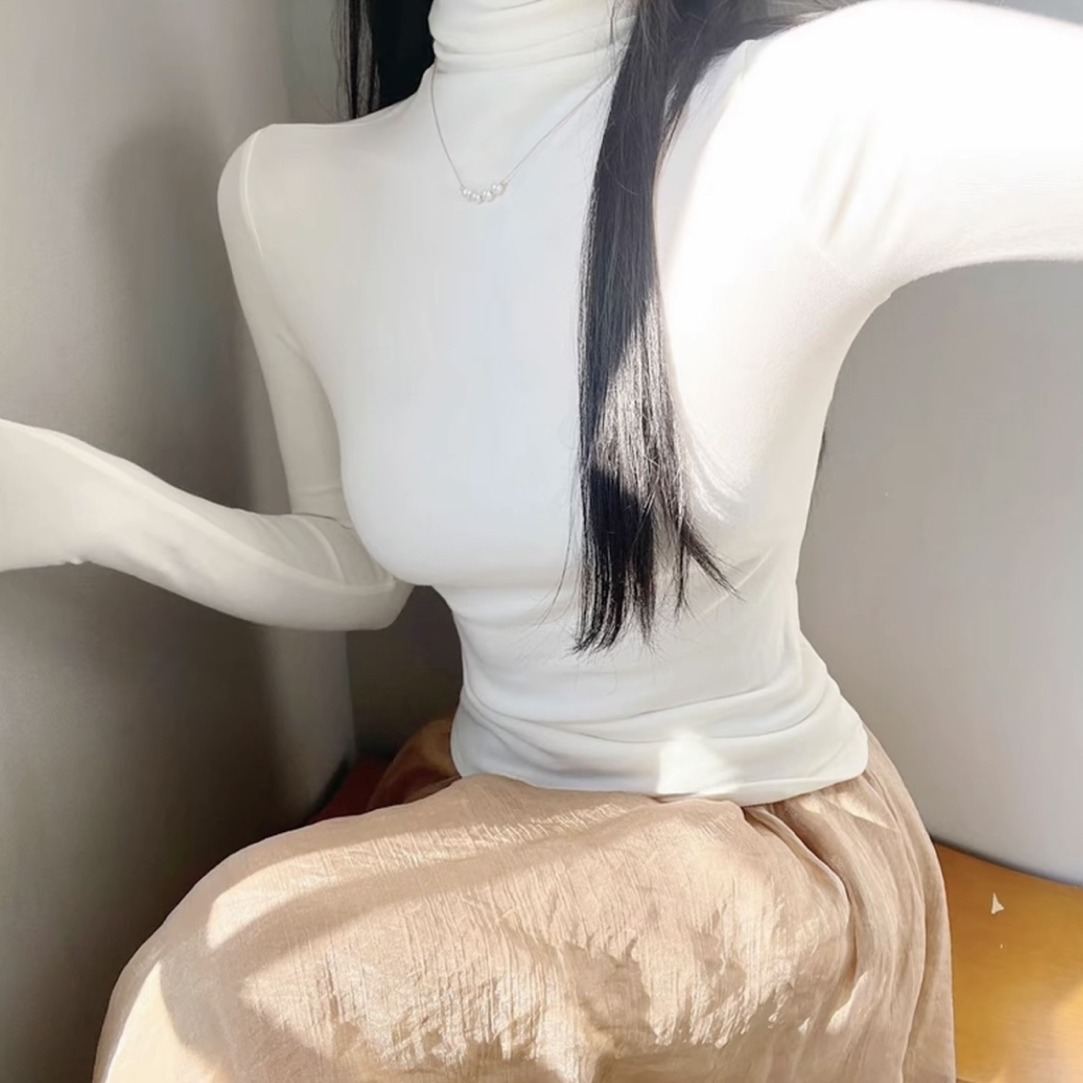 白色高领打底衫女t恤A536