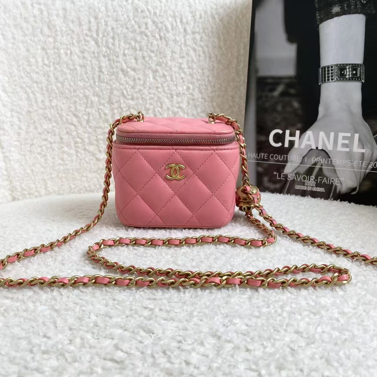 99新 Chanel/香奈儿 桃粉色核桃盒子/96260019/12期免息/代卖服务