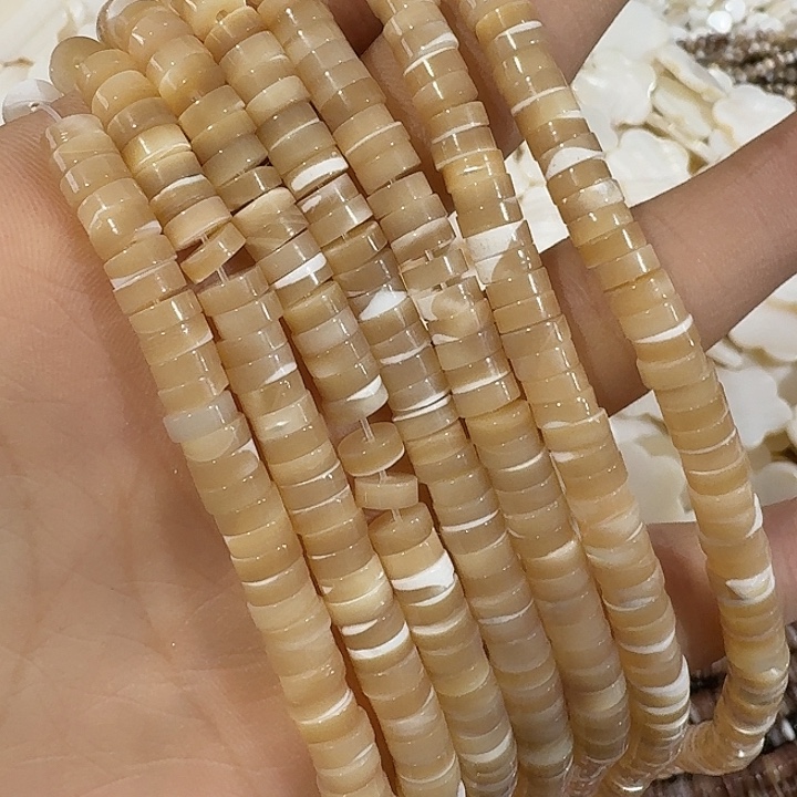 玛瑙/玉髓合金珠宝半成品一条6mm精品马蹄螺咖色直切隔片