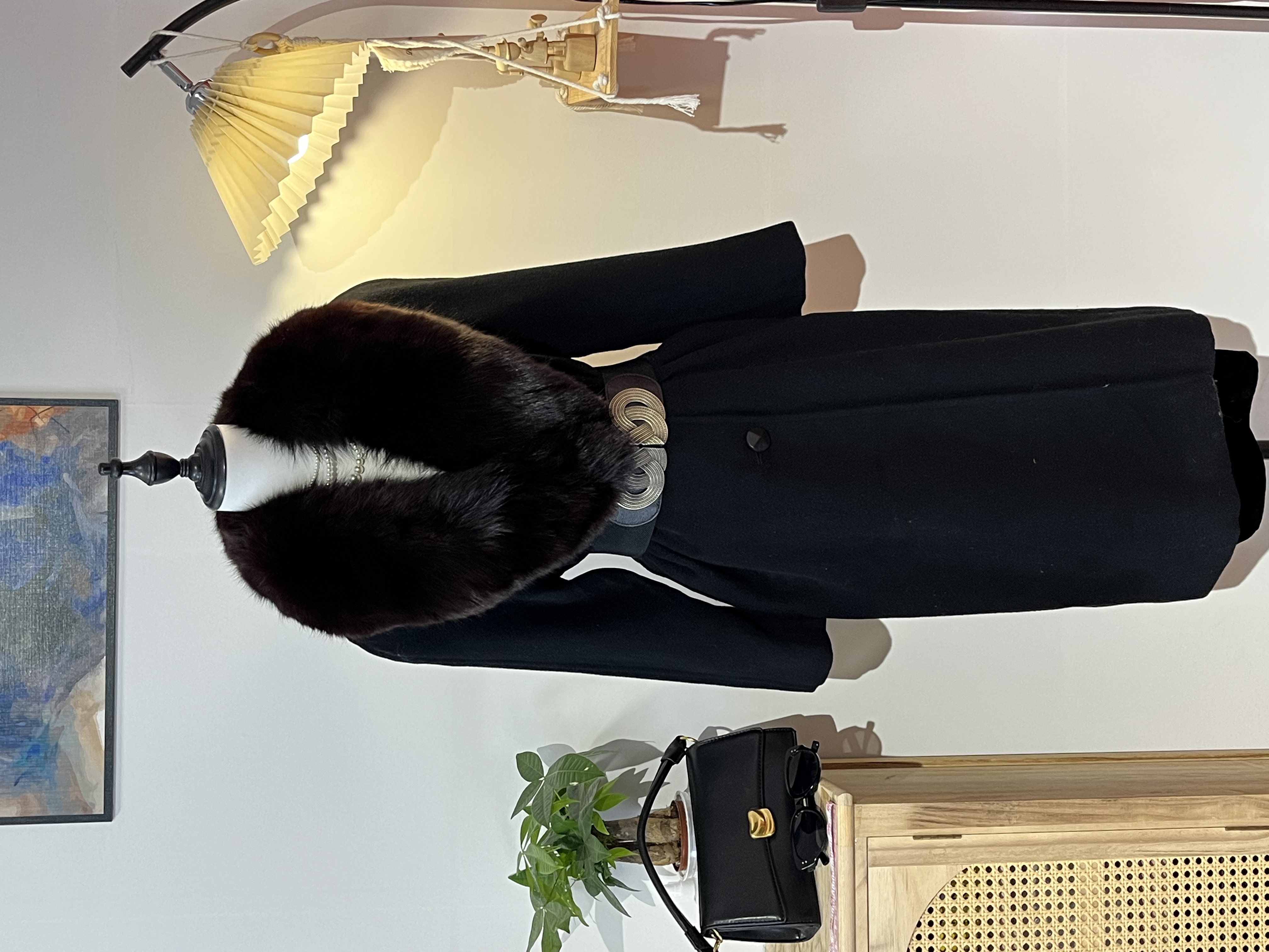 日系原单复古气质优雅法式冬款大衣女款宽松皮草大衣轻奢时尚百搭