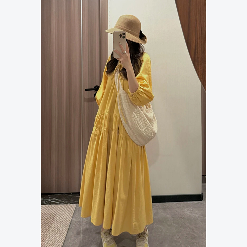 2383“黄油曲奇”法式绝美度假风新款灯笼袖长裙夏季显瘦连衣裙