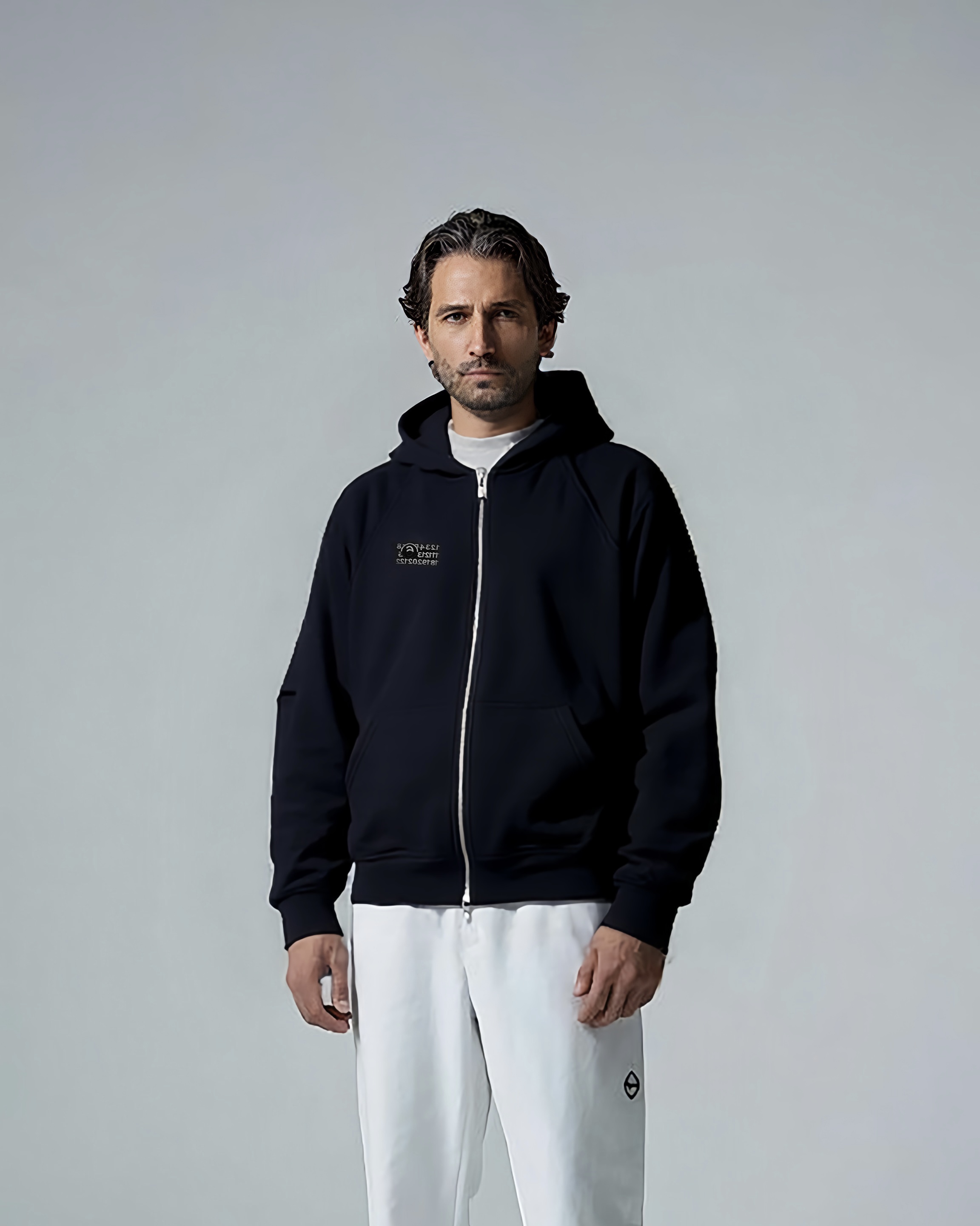 【阿酷专享】2188Honey Slurp数字刺绣运动连帽卫衣外套