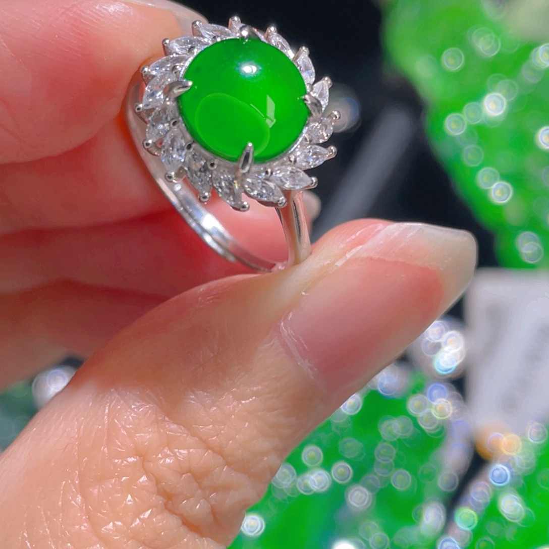 翡翠戒指银S925镶嵌111111111111