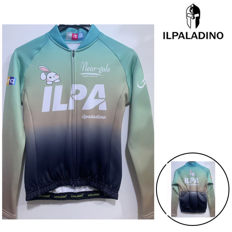 SQ 10【ILPA蓝灰渐变抓绒长袖女士】ILPALADINO骑行服春秋冬户外
