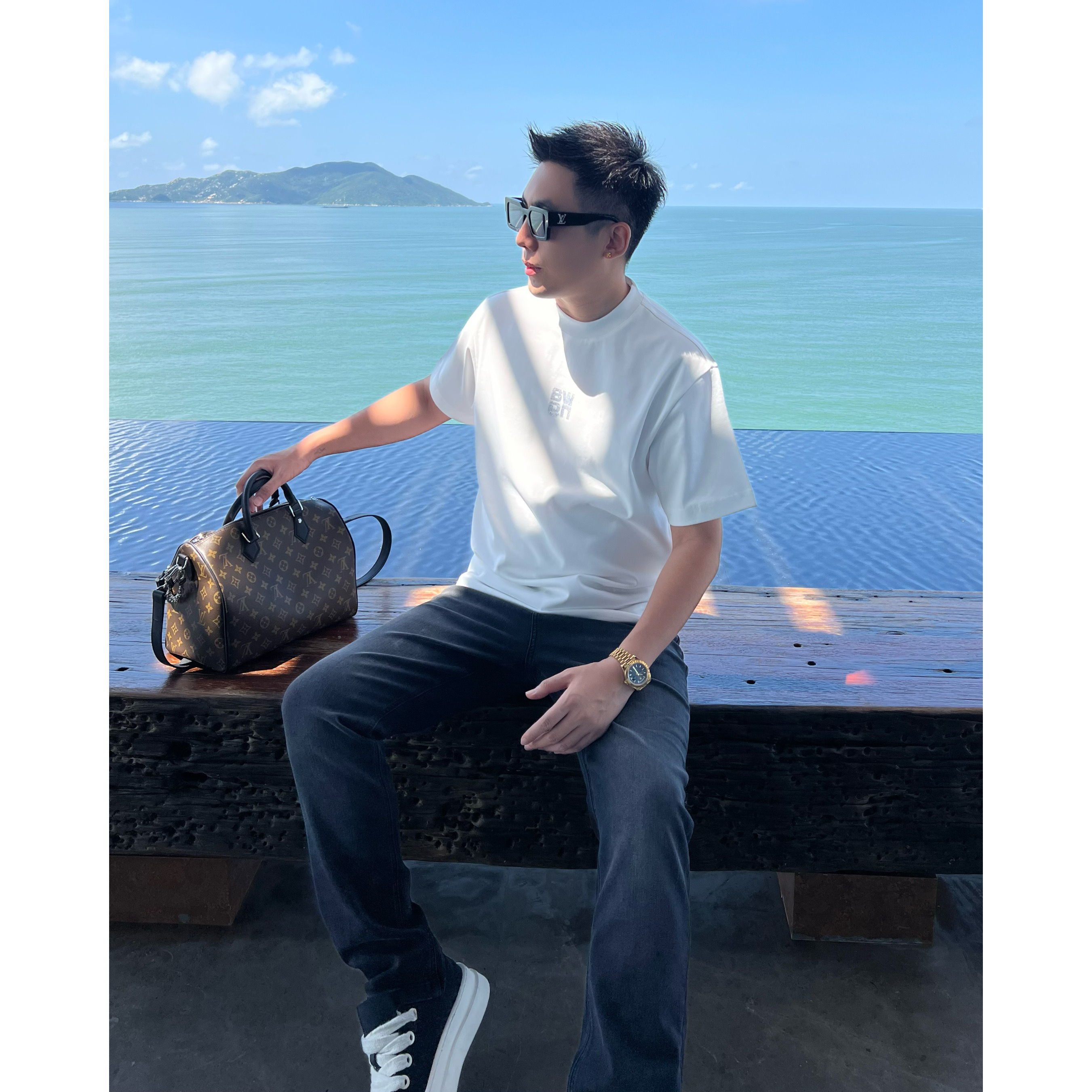 【闪钻打底】25夏秋个性字母情侣半袖男士短袖时尚圆领T恤WYG9950