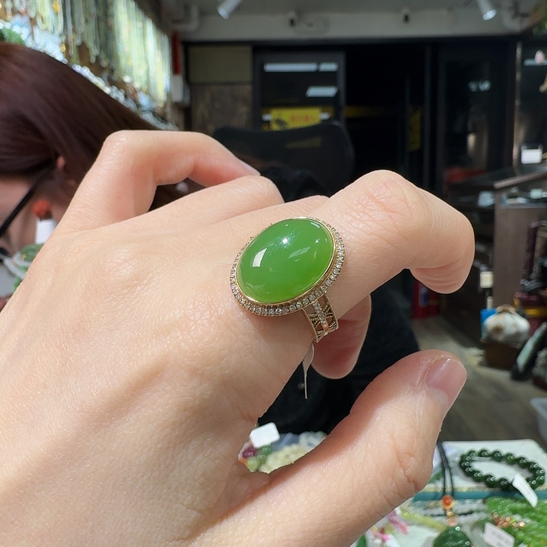 和田玉18K金镶嵌手链